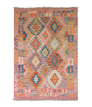 Kelimshop 167x120 cm Handgewebter Traditioneller Kelim Teppich Woll