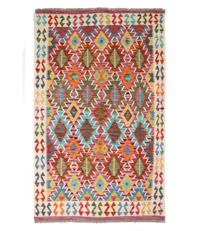 200x129 cm Handgewebter Traditioneller Kelim Teppich Woll