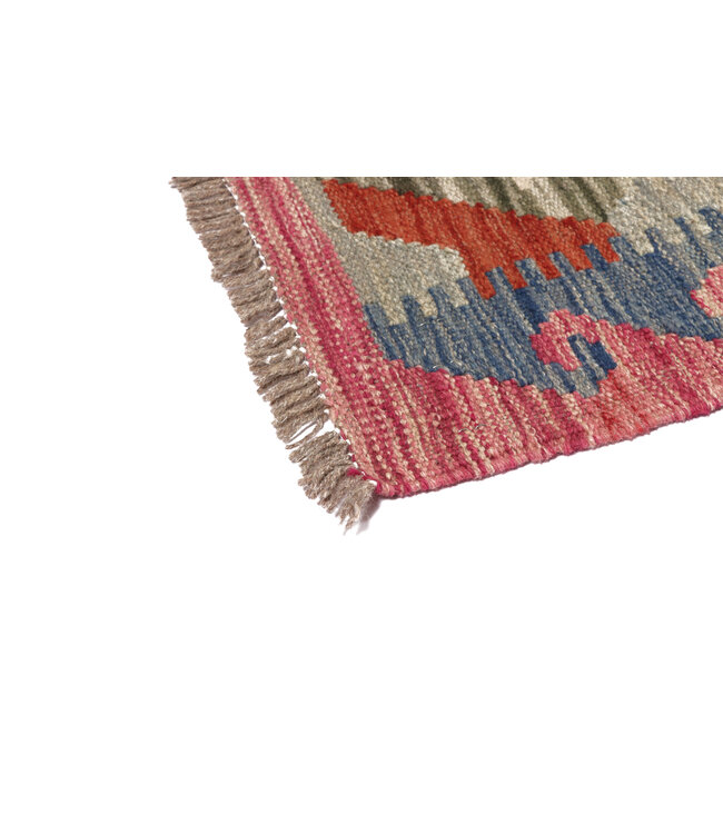 200x86 cm Handgeweven Kelim Loper  Wol  Vloerkleed Tapijt