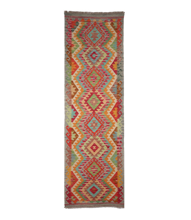 299x78 cm Handwoven Kelim Runner Wool Rug