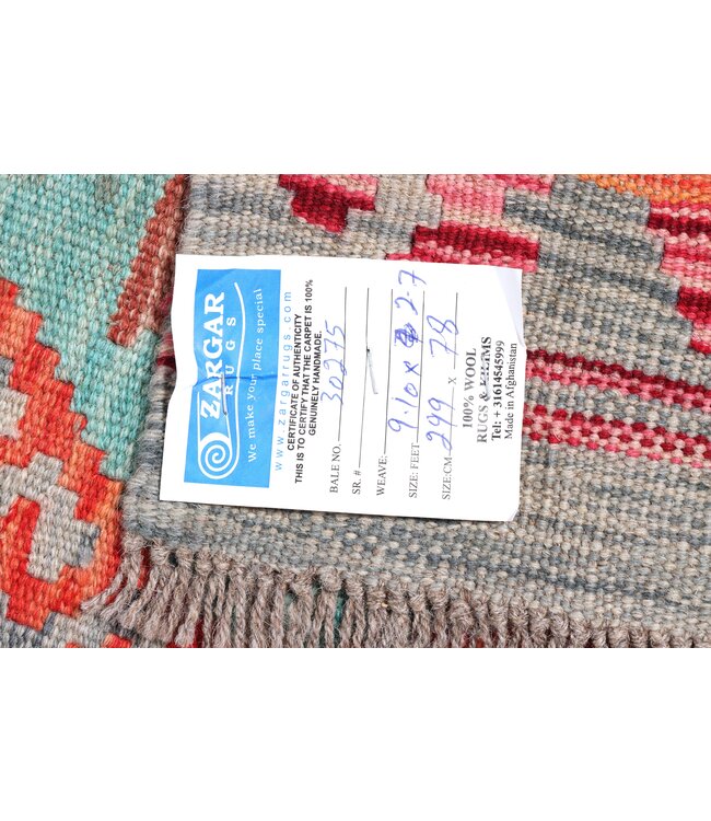 299x78 cm Handwoven Kelim Runner Wool Rug