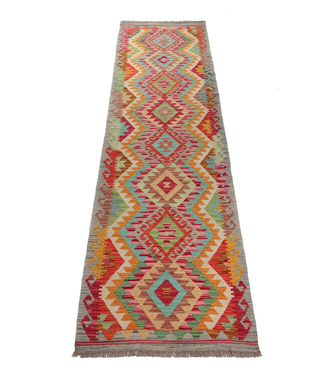 299x78 cm Handgewebter Kelim Läufer  Wollteppich