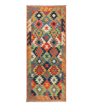 Kelimshop 195x78 cm Handgewebter Kelim Läufer  Wollteppich