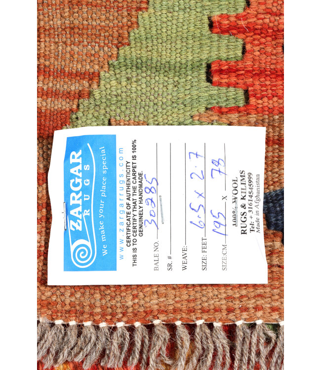 195x78 cm Handgewebter Kelim Läufer  Wollteppich