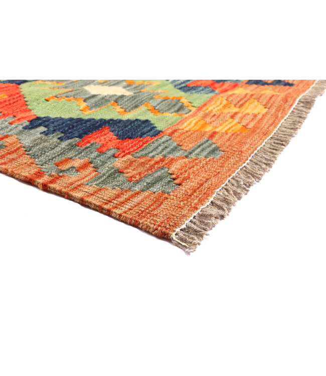 195x78 cm Handgeweven Kelim Loper  Wol  Vloerkleed Tapijt