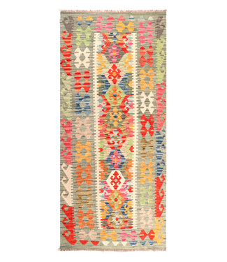 Kelimshop 195x87 cm Handgewebter Kelim Läufer  Wollteppich