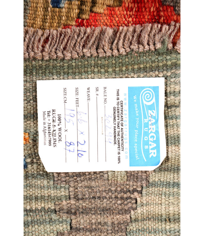 195x87 cm Handwoven Kelim Runner Wool Rug