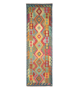 Kelimshop 296x78 cm Handgewebter Kelim Läufer  Wollteppich