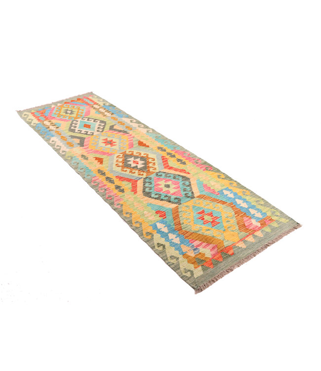 247x81 cm Handgeweven Kelim Loper  Wol  Vloerkleed Tapijt