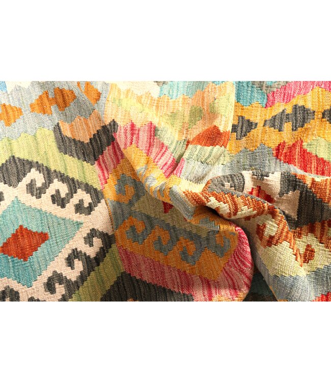 247x81 cm Handgeweven Kelim Loper  Wol  Vloerkleed Tapijt