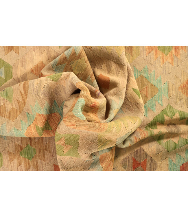 297x191 cm Handgeweven Traditionele Kelim Vloerkleed Wol Tapijt