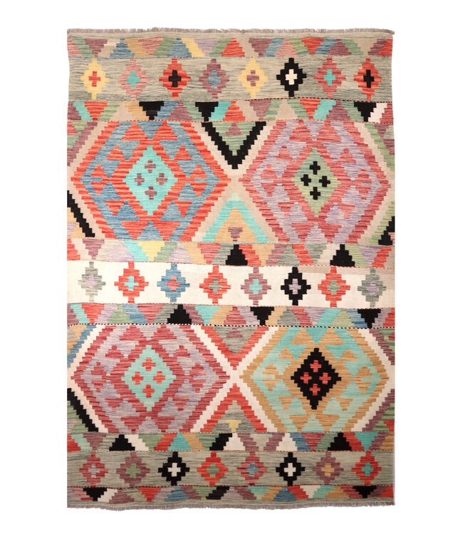 299x193 cm Handwoven Traditional Kelim Area Rug Wool Carpet