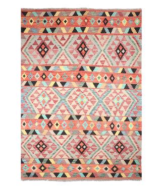 Kelimshop 245x177 cm Handgewebter Traditioneller Kelim Teppich Woll