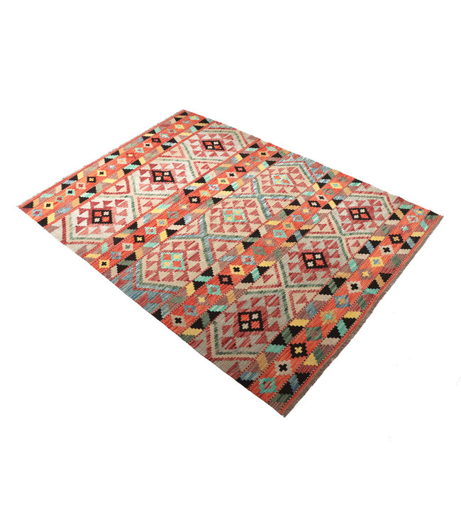 245x177 cm Handgeweven Traditionele Kelim Vloerkleed Wol Tapijt