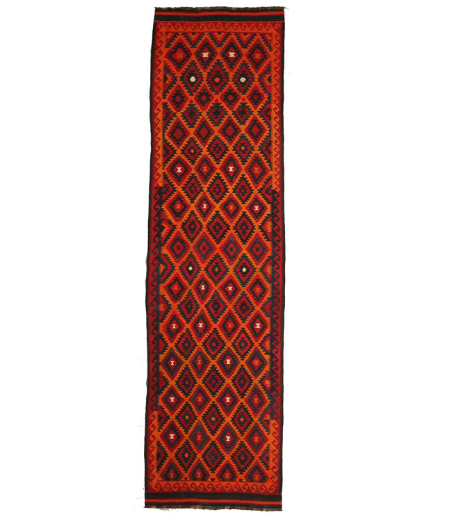 472x125 cm Old style vintage kelim Runner Handwoven Wool Kilim Maimana