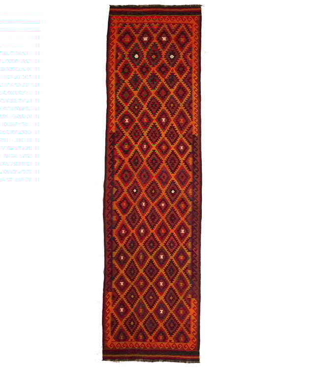 472x125 cm Vintage-Kelim-Läufer handgewebter wool Kelim Maimana