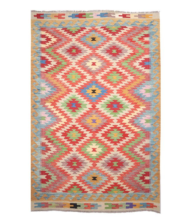 260x174 cm Handgeweven Traditionele Kelim Vloerkleed Wol Tapijt