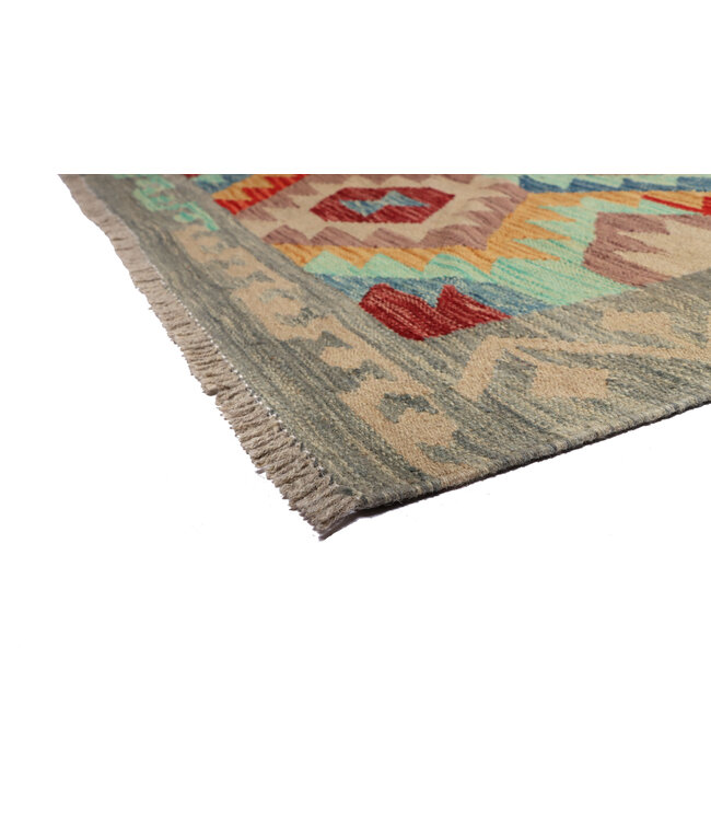 246x169 cm Handgeweven Traditionele Kelim Vloerkleed Wol Tapijt