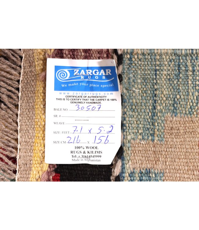 216x156 cm Handwoven Traditional Kelim Area Rug Wool Carpet