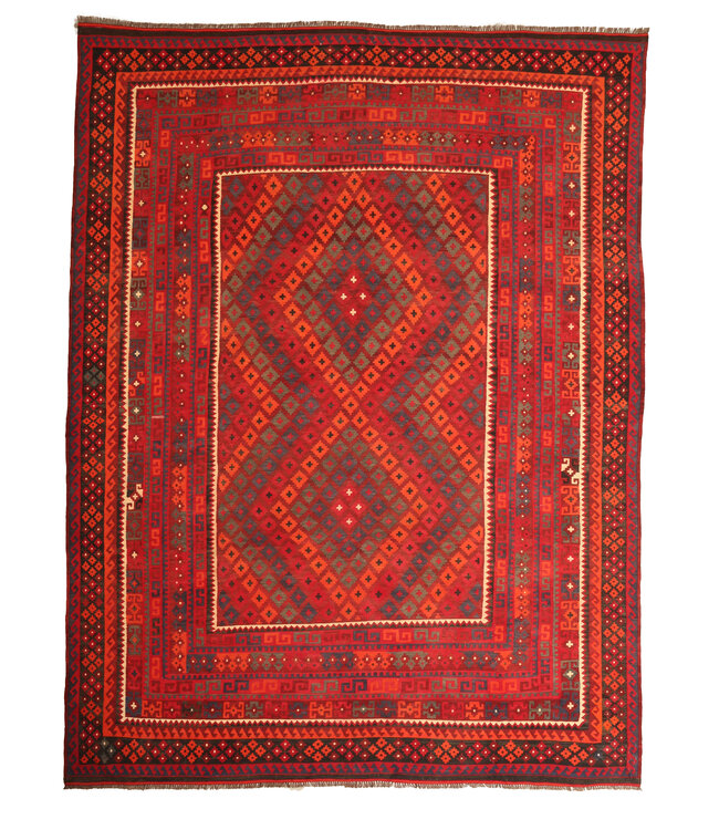 392x296 cm  Vintage-Kelim im alten Stil Handgewebter Kelim-Teppich Maimana