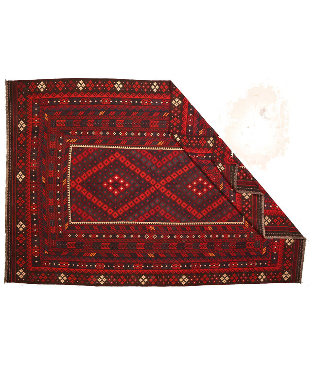 422x275 cm  Vintage-Kelim im alten Stil Handgewebter Kelim-Teppich Maimana