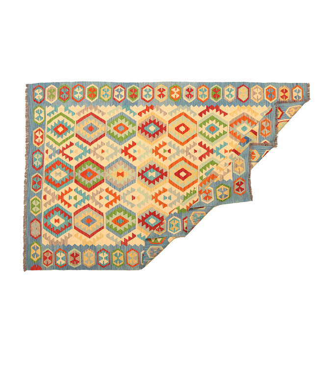 300x197 cm Handmade Afghan Traditioneel Kilim Area Rug Wool Carpet