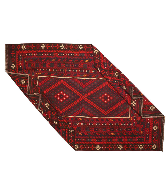 422x275 cm  Vintage-Kelim im alten Stil Handgewebter Kelim-Teppich Maimana