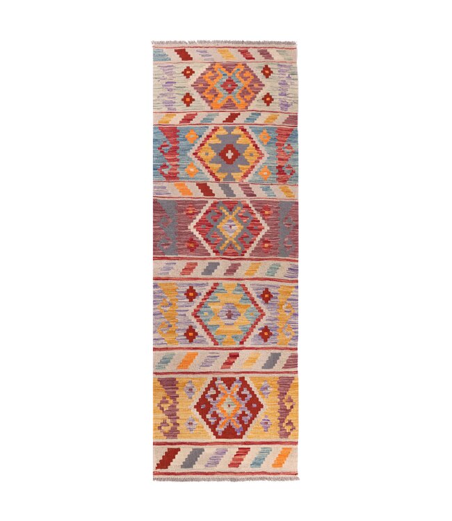 192x63 cm Handgewebter Kelim Läufer  Wollteppich