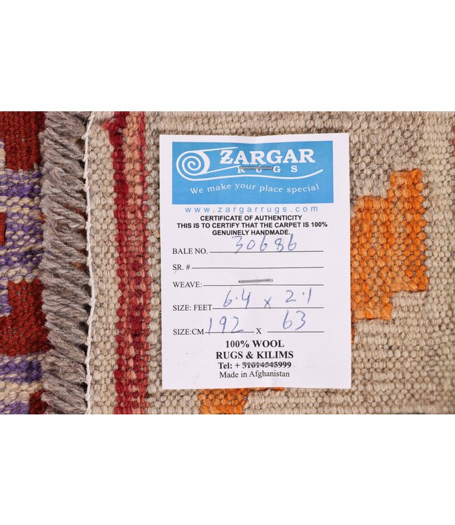 192x63 cm Handwoven Kelim Runner Wool Rug