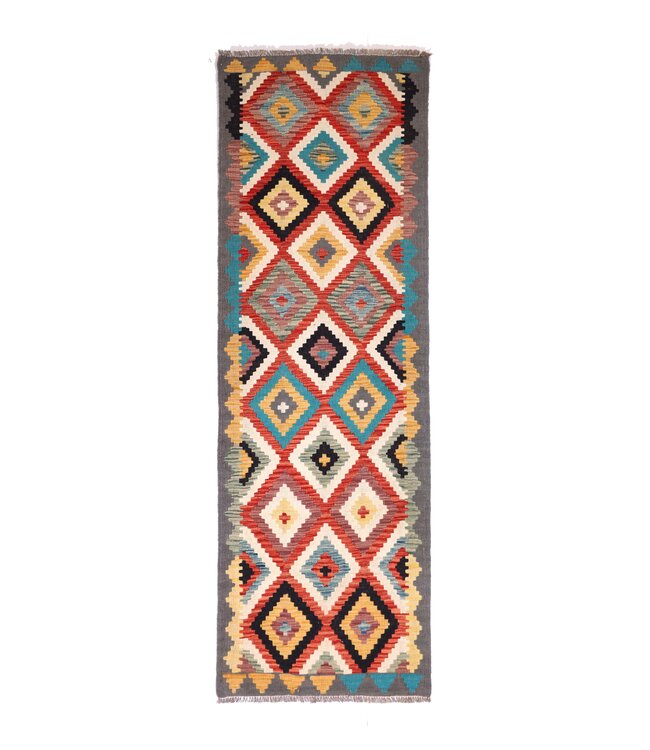 203x67 cm Handgewebter Kelim Läufer  Wollteppich