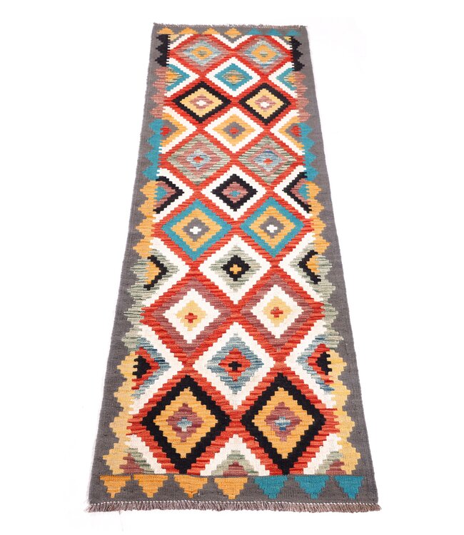 203x67 cm Handwoven Kelim Runner Wool Rug