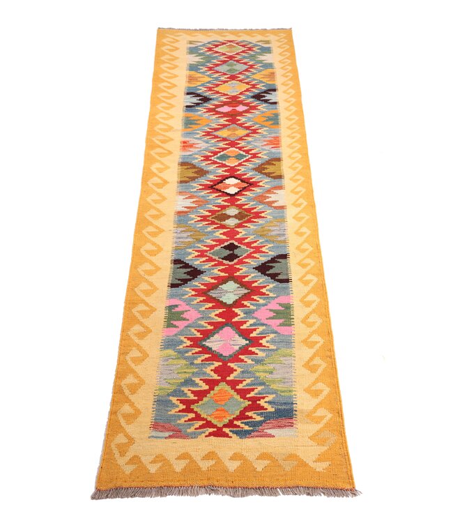 302x83 cm Handwoven Kelim Runner Wool Rug