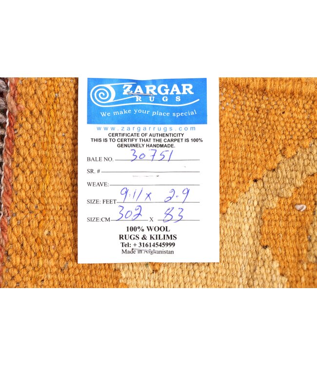 302x83 cm Handwoven Kelim Runner Wool Rug