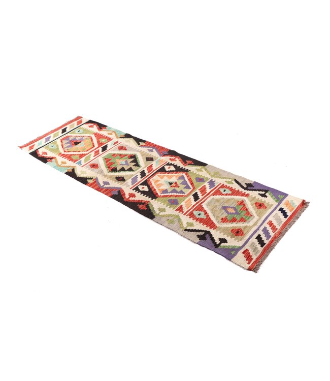 206x63 cm Handwoven Kelim Runner Wool Rug