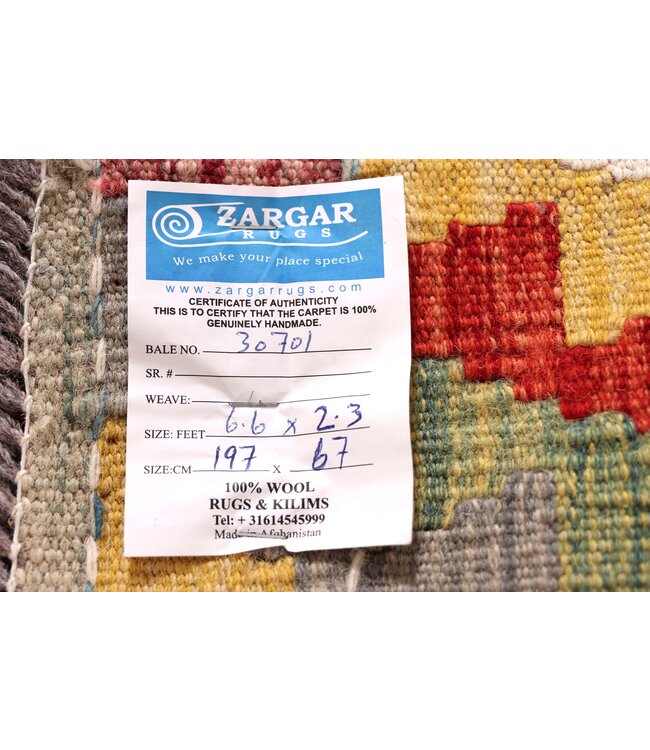 197x67 cm Handwoven Kelim Runner Wool Rug