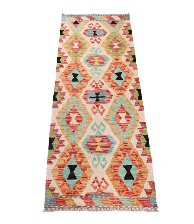202x71 cm Handwoven Kelim Runner Wool Rug