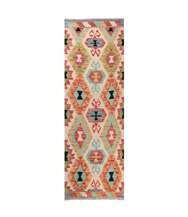 202x71 cm Handgewebter Kelim Läufer  Wollteppich