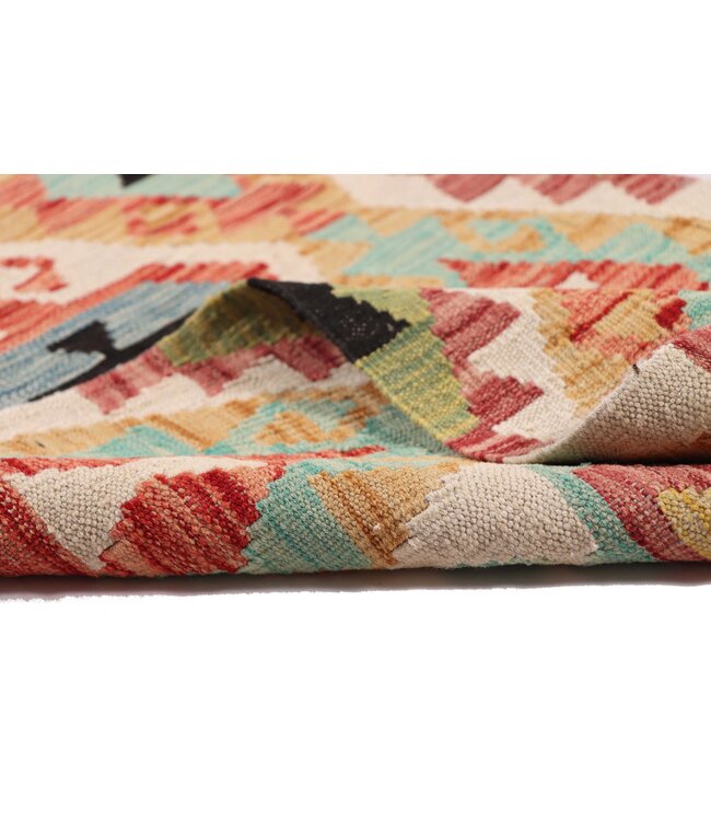 202x71 cm Handgeweven Kelim Loper  Wol  Vloerkleed Tapijt