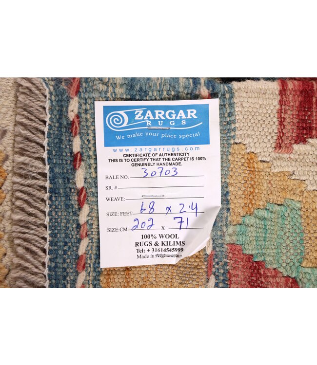 202x71 cm Handwoven Kelim Runner Wool Rug