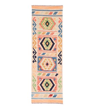 Kelimshop 203x63 cm Handgewebter Kelim Läufer  Wollteppich