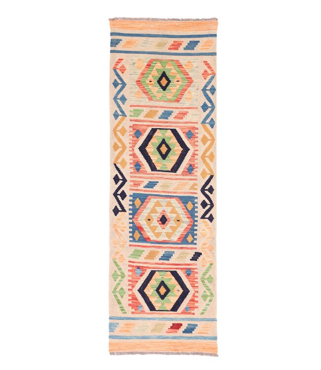 203x63 cm Handwoven Kelim Runner Wool Rug