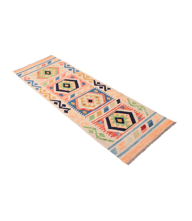 203x63 cm Handwoven Kelim Runner Wool Rug