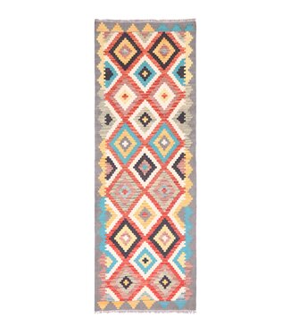 Kelimshop 195x64 cm Handgewebter Kelim Läufer  Wollteppich