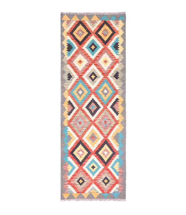 195x64 cm Handgewebter Kelim Läufer  Wollteppich