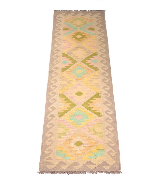 204x64 cm Handwoven Kelim Runner Wool Rug