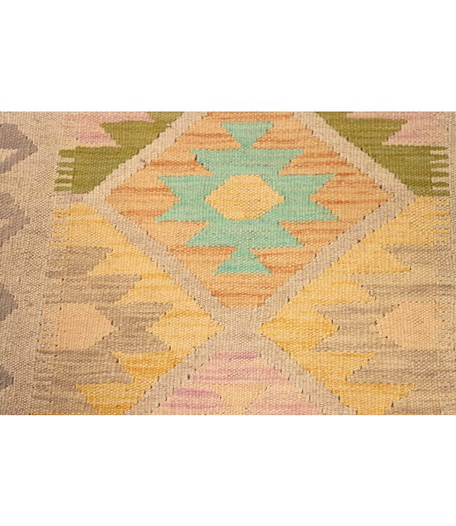 204x64 cm Handgewebter Kelim Läufer  Wollteppich