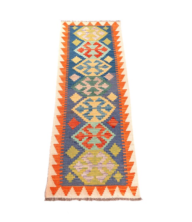 198x64 cm Handwoven Kelim Runner Wool Rug