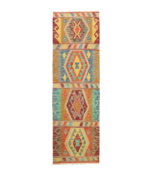 198x65 cm Handwoven Kelim Runner Wool Rug