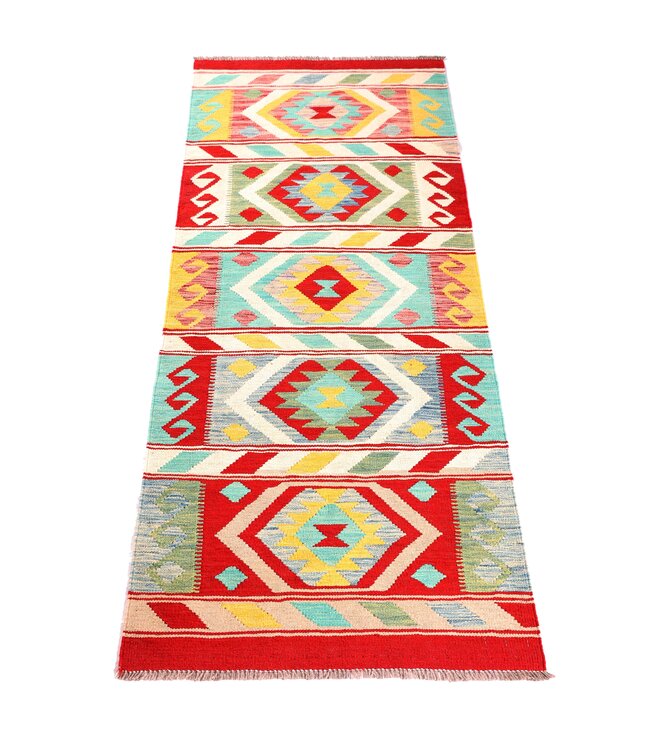 202x80 cm Handwoven Kelim Runner Wool Rug