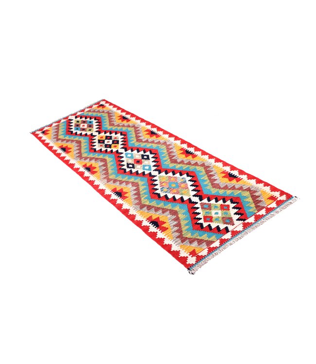 162x64 cm Handgewebter Kelim Läufer  Wollteppich